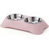 Double Dog Bowl, Non-Slip Stainless Steel Double Bowl With Spill Proof For Small Dogs And Cats (S, Pink)