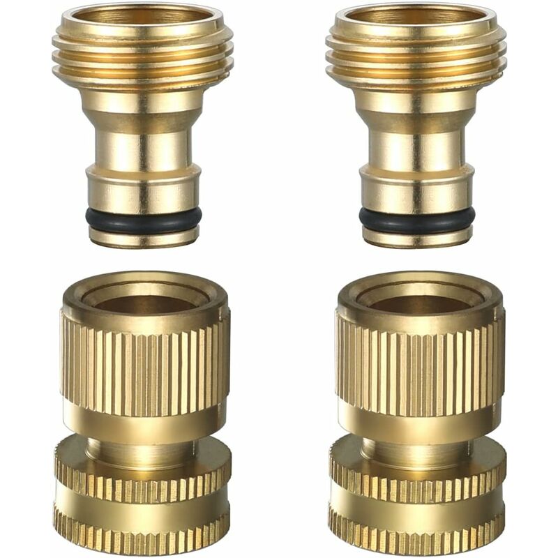 Garden Hose Quick Connect - Quick Connect Garden Hose Connectors, Solid Brass Water Hose Quick Connect, 3/4" Ght, 2 Sets