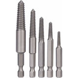 Screw Drill Bits, Stud Removal Tool, 5 pcs Broken Screw Extractor Hex Shank Fine Teeth DAmaged Bolt Removal Tool