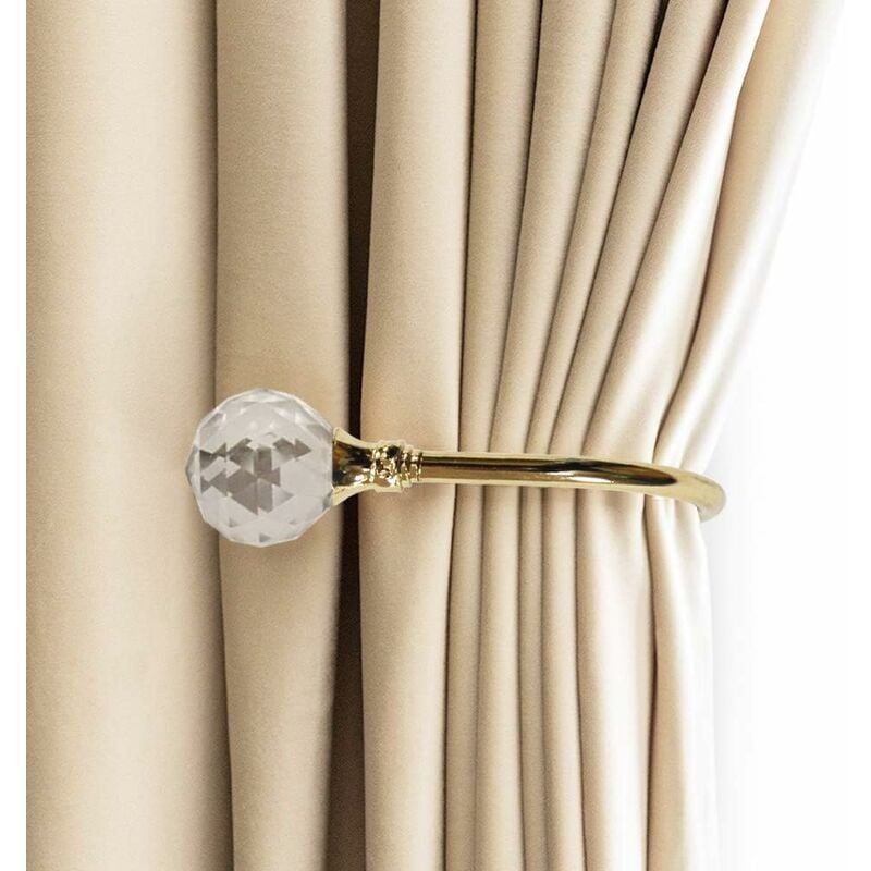 Curtain Tiebacks Wall Hooks U Metal Curtain Tiebacks, Metallic Curtain 2 Pack (Small, Gold)