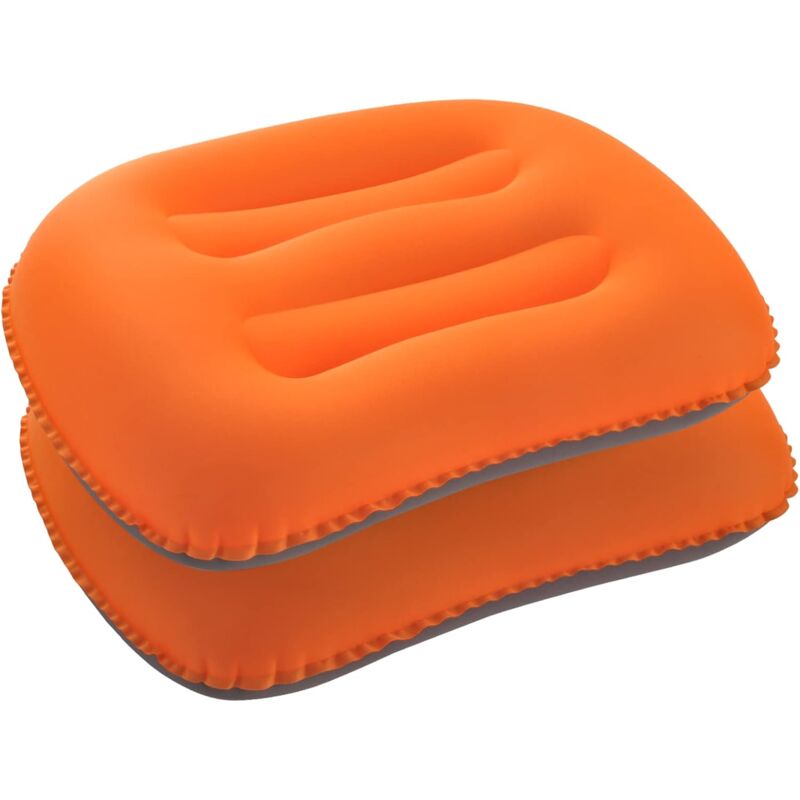 Inflatable Camping Pillows Orange 2 Pack Compact And Ultralight Beach Pillows For Travel, Hiking And Mountaineering