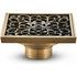 Brass Bathroom Floor Drain - Antique Unique Square Shower Drain Flower Carved For Toilet Garden 10Cm