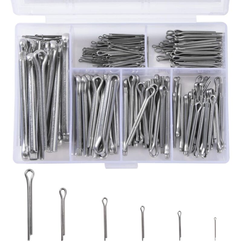 230 pcs Stainless Steel Cotter Pins M1 M2.5 M3 M4 M5 Retaining Pin Assortment Kit With Storage Box
