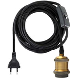 E27 Socket With Switch, 1.2 Meters Fabric Cable Electrical Wire For Bulb Socket/Edison Retro Pendant Light/Creative