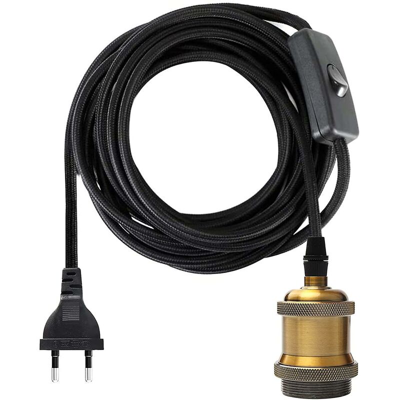 E27 Socket With Switch, 1.2 Meters Fabric Cable Electrical Wire For Bulb Socket/Edison Retro Pendant Light/Creative
