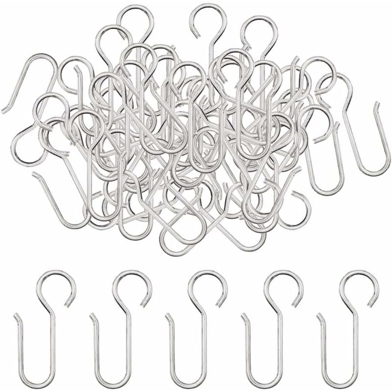 Curtain Clip Hooks, 40 Pieces Curtain Rail Hooks, Heavy Duty Zinc Curtain Hooks, For Door Curtains, Etc. (50X2.5Mm)