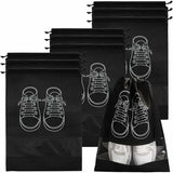 Travel Shoe Bag, Waterproof Dustproof Fleece Shoe Bag Set With Clear Window And Drawstring (32X44Cm) -10 pcs-Black