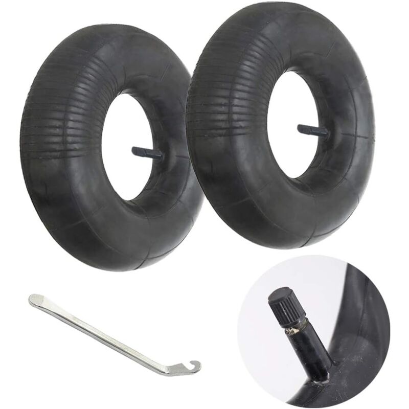 2 Pieces 3.50/4.00-6 Inner Tube Tire Wheel 3.50/4.00-6 Innertube Wheelbarrow Rubber Valve 6