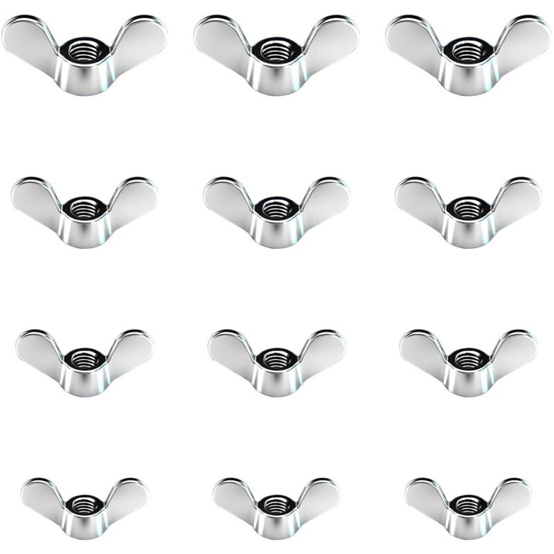 12 pcs Bright Zinc Wing Nuts Wing Nuts In Size M4 M5 M6 M8 Assortment Wing Bolts For Diy Tools Silver Clamping Bolt For