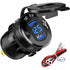 Fast Usb Car Charger Dual Qc3.0 Usb Ports, 12V/24V 36W Waterproof With LED Digital Voltmeter For Motorcycle, Caravan,