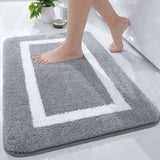 Non-Slip Bath Mat, Soft Microfiber Bathroom Mat, Absorbent High Pile Bath Mat, Machine Washableable - 40 X 60 Cm - Grey