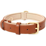 Leather Dog Collar, Adjustable Dog Collar Soft Padded Leather Cushion For Small, Medium Or Large Dogs, Brown, M
