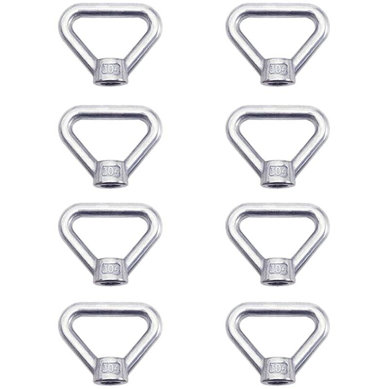 Lifting Eye Nut 8 pcs M8 Ring Nut Screw Nut Silver 304 Stainless Steel Triangle Ring Nut Lifting Ring Eye Nut Fastener