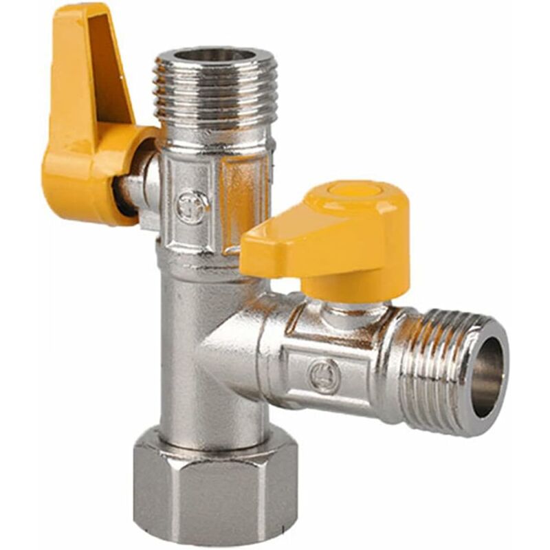 Brass Three Way Valve, Brass Three Way Shower Valve, Brass Three Way Valve, T Connection, Kitchen Or Bathroom Stop Valve