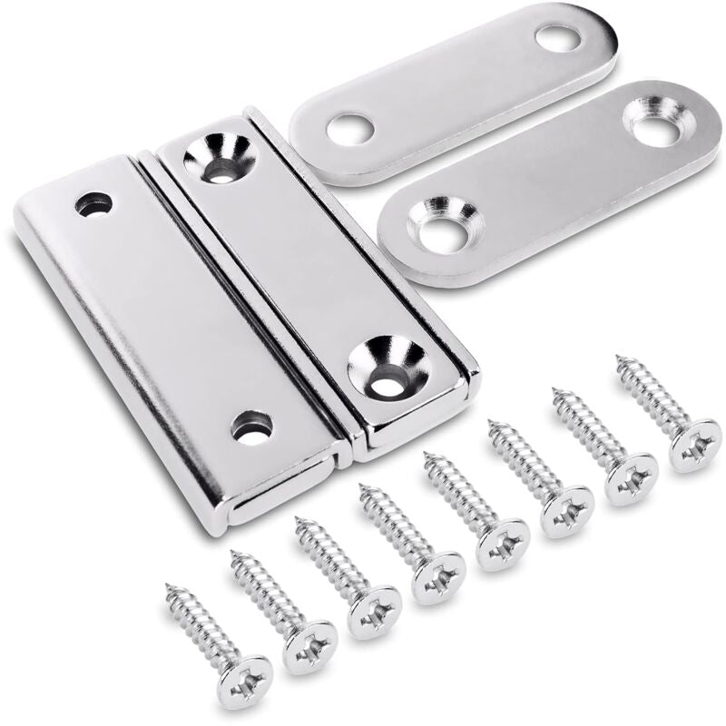 2 pcs Rectangular Neodymium Magnets With Hole 40X13.8X5Mm, 15Kg Force + 2 Steel Washers + 8 Screws Included