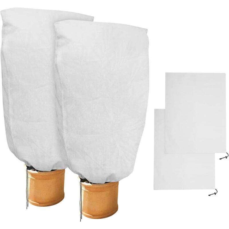 2 Pieces Plant Winter Protection Bags Winter Protection For Potted Plants, White, Solid, 100 X 80 Cm