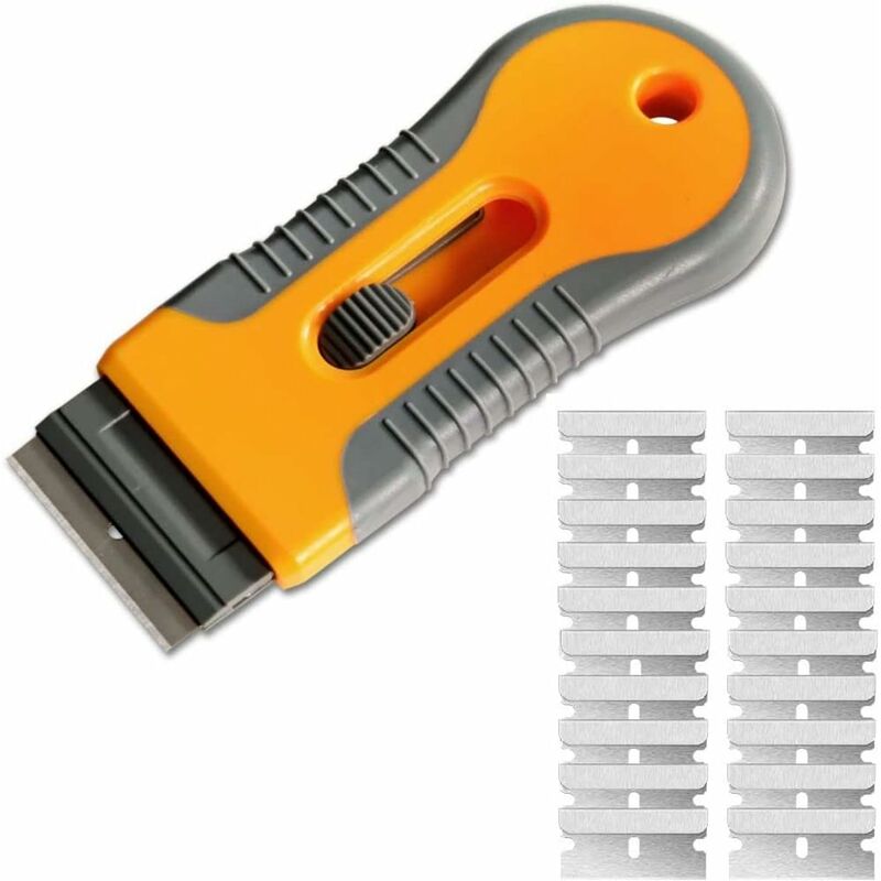 Glass And Ceramic Glass Scraper - Glass Cleaning Tool With 20 Replacement Parts For Removing Gasket Labels, Decals And