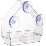 Clear Bird Feeder With Super Strong Suction Cups Removable Tray Refillable Weatherproof