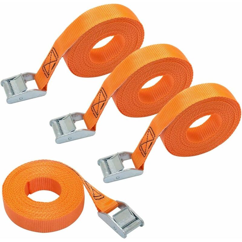 Lashing Straps, 6 M Length, 25 Mm Width, 150 Kg Lashing Capacity, Complies With Din En 12195-2 - Orange