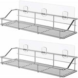 Shower Caddy Bathroom Shelf Basket Toilet Kitchen Spice Rack Sus304 Stainless Steel No Drilling - 2 Pack