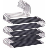 6 Pack Shaped Stainless Steel Non-Slip Pants Hangers For Jeans Scarf Trousers - Black