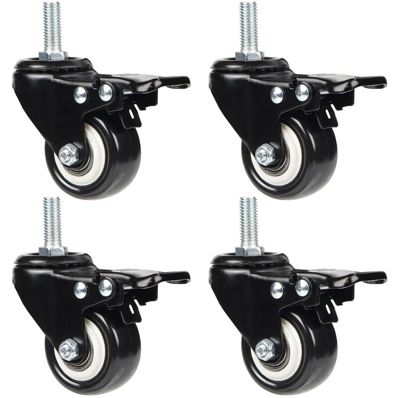 4 Swivel Casters 50Mm Furniture Transport Casters, 40Kg Load Capacity Each, M10 Screws
