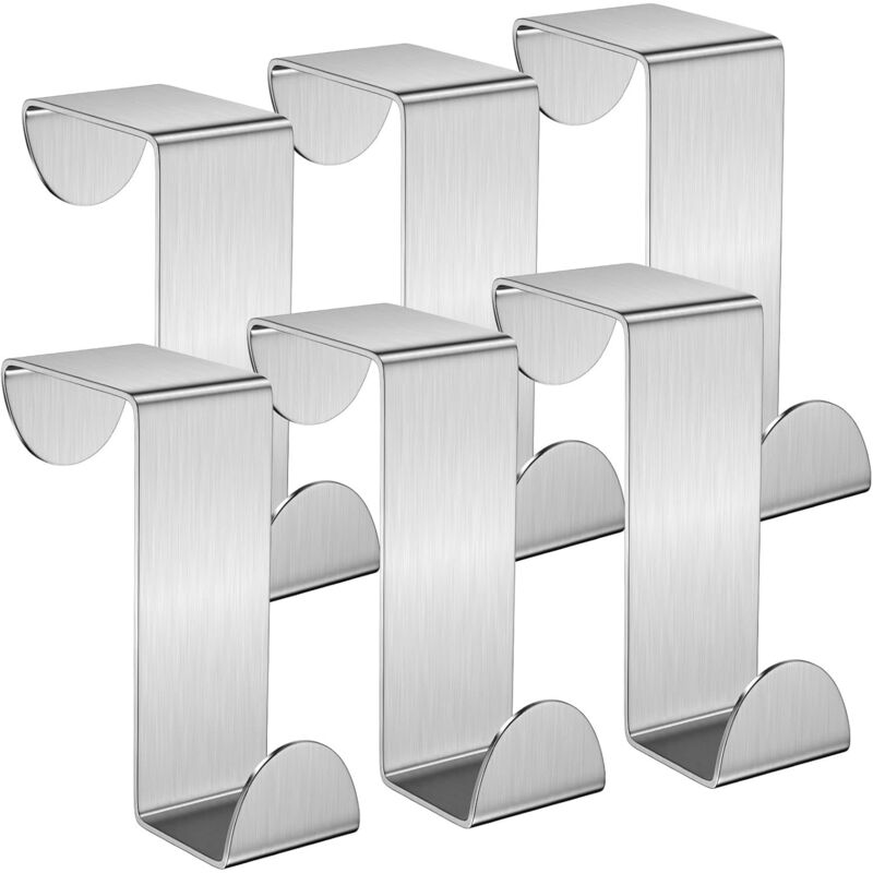 Door Hook, 6 pcs Set Coat Hooks For Door Stainless Steel Door Hooks For Standard Door, Drawer, Cupboard Wardrobe, For