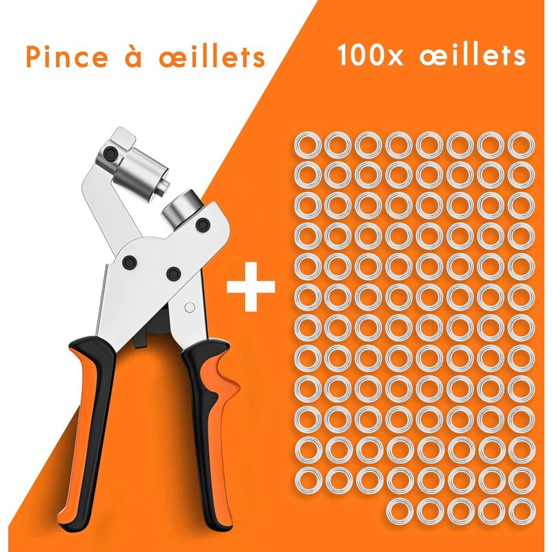 Professional Eyelet Punch Pliers - Minimal Effort - Punch Pliers With 100 Eyelets (Inner Ø 10 Mm)