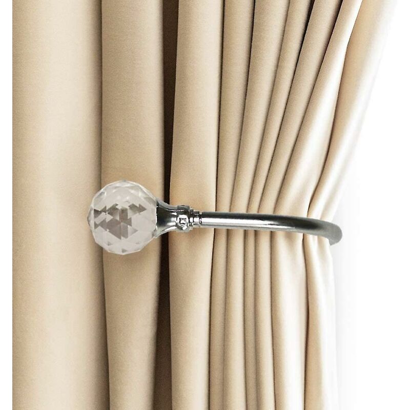 Curtain Tiebacks Wall Hooks U Metal Curtain Tiebacks, Metallic Curtain 2 Pack (Silver)