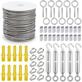 Wire ROpe Hanging Kit 2Mm Stainless Steel ROpe 30M With Turnbuckle Eye Screw Aluminum Sleeves Heart Thimble 56 pcs