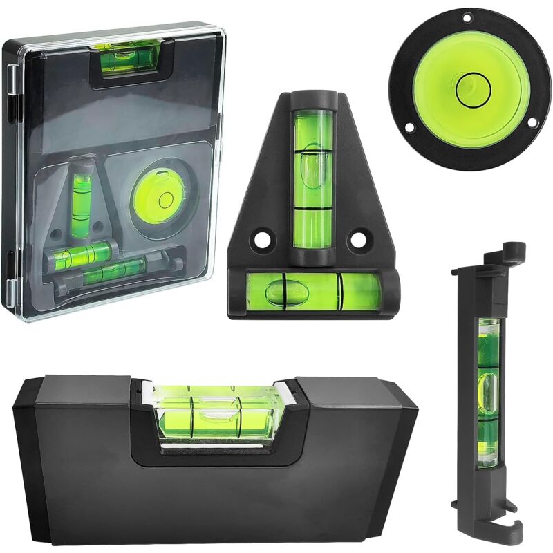 4 pcs Mini Spirit Level, Black Spirit Level, Magnetic Spirit Level, Camping Level, Small Spirit Level For Construction,