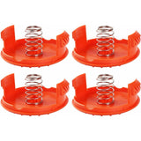 4 Pack Spool Caps + 4 Spring Replacement Parts Compatible With Black+Decker Rc-100-P String Trimmers
