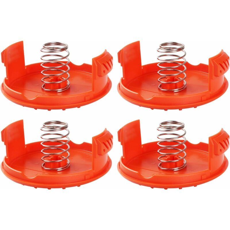 4 Pack Spool Caps + 4 Spring Replacement Parts Compatible With Black+Decker Rc-100-P String Trimmers