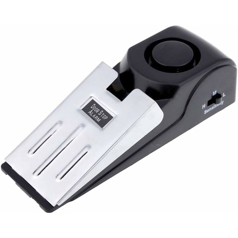Mini Wireless Vibrator Triggered Wedge Shaped Door Stopper Alert Home Security System Door Alarm Block Jammer Black