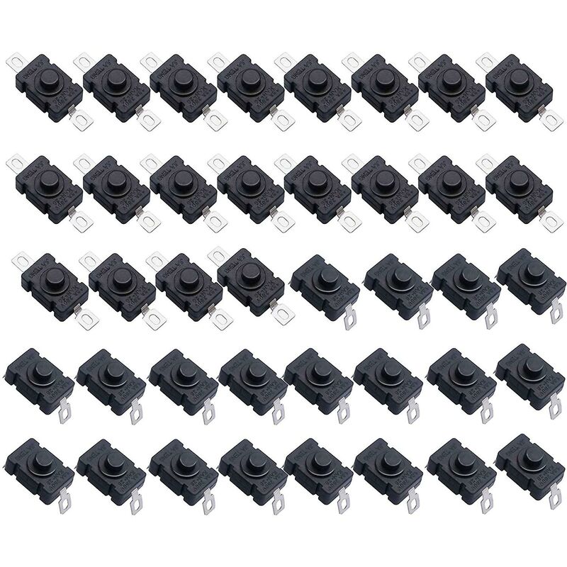 40 pcs Self-Locking Push Button Switch, Kan-28 Mini Flashlight Switch (20 pcs Flat Pin With Hole + 20 pcs Bent Pin With