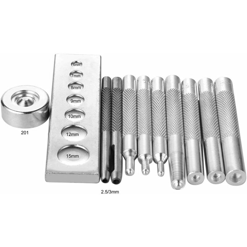 11-Piece Leathercraft Tool Set - For Setting Rivets And Snap Fasteners, Drilling Holes And Punching. For Hobbies And Diy