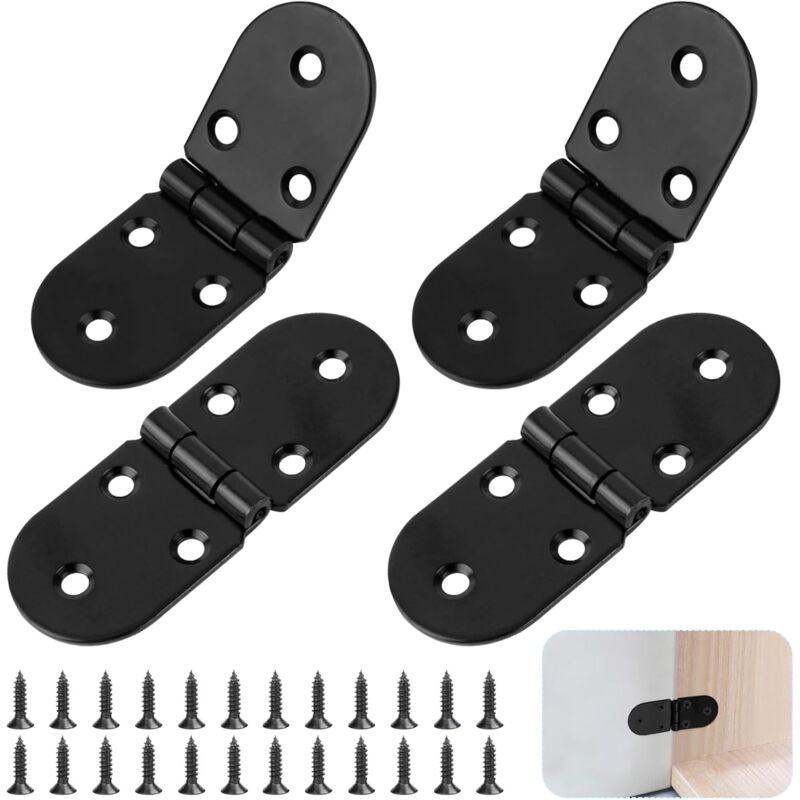 4 pcs Stainless Steel Folding Table Hinges - 180 Degree ROund Screw-In Hinges - Folding Table Hinges - Table Hinges -