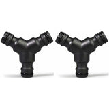Plastic Snap On Hose Splitter (3 Way) Y Male Garden Hose Connector Y-Connector 2 Pack