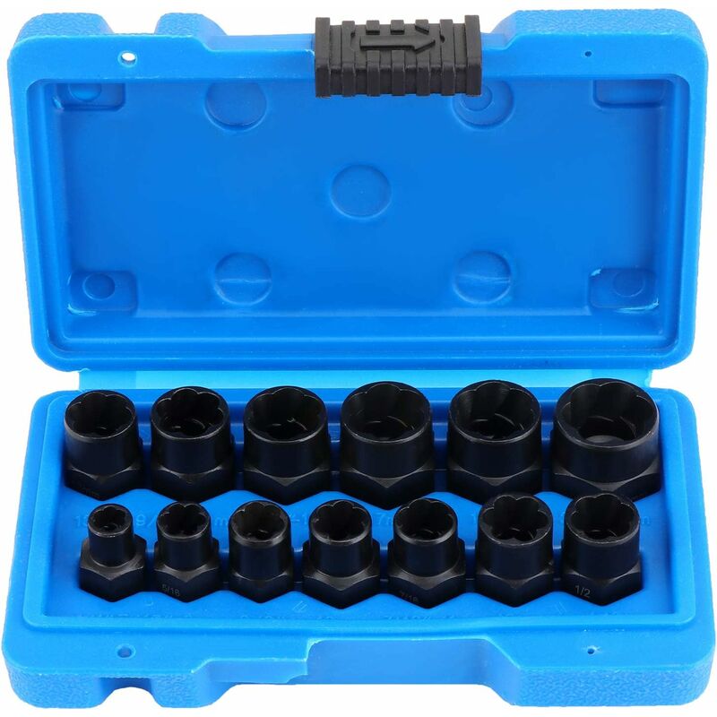 13 pcs Twist Socket Set, 9.5Mm DAmaged Bolt Extractor, Handle Nut Extractor Socket Sets For Locking Wheel Nut Removal