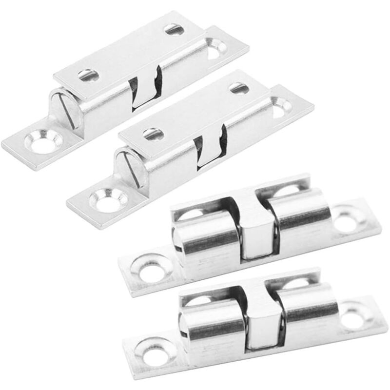 Door Catches 4 Pieces, Metal Ball ROller, Stainless Steel Cabinet Door Catch-Silver