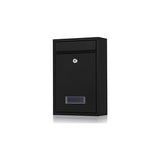 Galvanized Steel Mailbox With Key And Name Plate (Black)