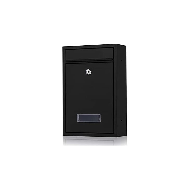 Galvanized Steel Mailbox With Key And Name Plate (Black)