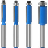 4 pcs 8Mm Copy Bit Diy Woodworking Milling Cutter Tools With Top Bearing, Flush Trim ROuter Bit Shank