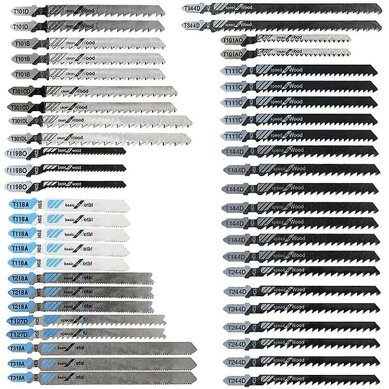 48 pcs T-Shank Jigsaw Blades, Made Of Hcs/Hss, With Storage Case For Cutting Wood, Plastic And Metal