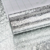 Silver Self Adhesive Vinyl Wallpaper Aluminum Foil Look Waterproof Greaseproof For Kitchen Cupboards Diy Wall Stickers