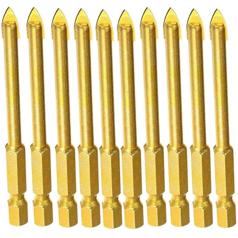 10 pcs 6Mm Tungsten Carbide Drill Bit Set With Flat Hex Shank For Mirror Porcelain Marble