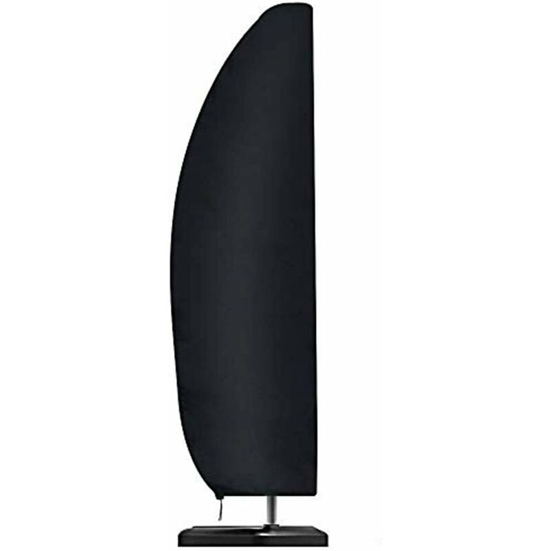 210D Oxford Fabric Parasol Cover Water Resistant Windproof Uv Resistant Tear Resistant Extra Large With Zipper Black