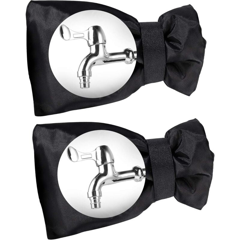 Outdoor Faucet Cover Antifreeze Faucet Protection Cover Wind Resistant Waterproof For Winter Garden Black 2 pcs