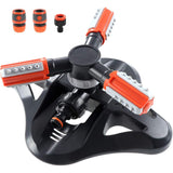 Garden Sprinkler, 360° ROtating 3 Arm Automatic Lawn Sprinkler Watering Irrigation