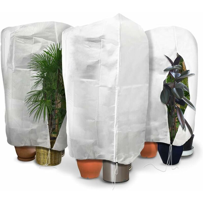 3 pcs Set Winter Plant Covers With Drawstring And Zipper 80G/M² Polypropylene Winter Covers Heavy Duty Reusable Plant